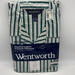 Vintage Wentworth flannel pajamas long sleeve long leg LARGE green Stripe